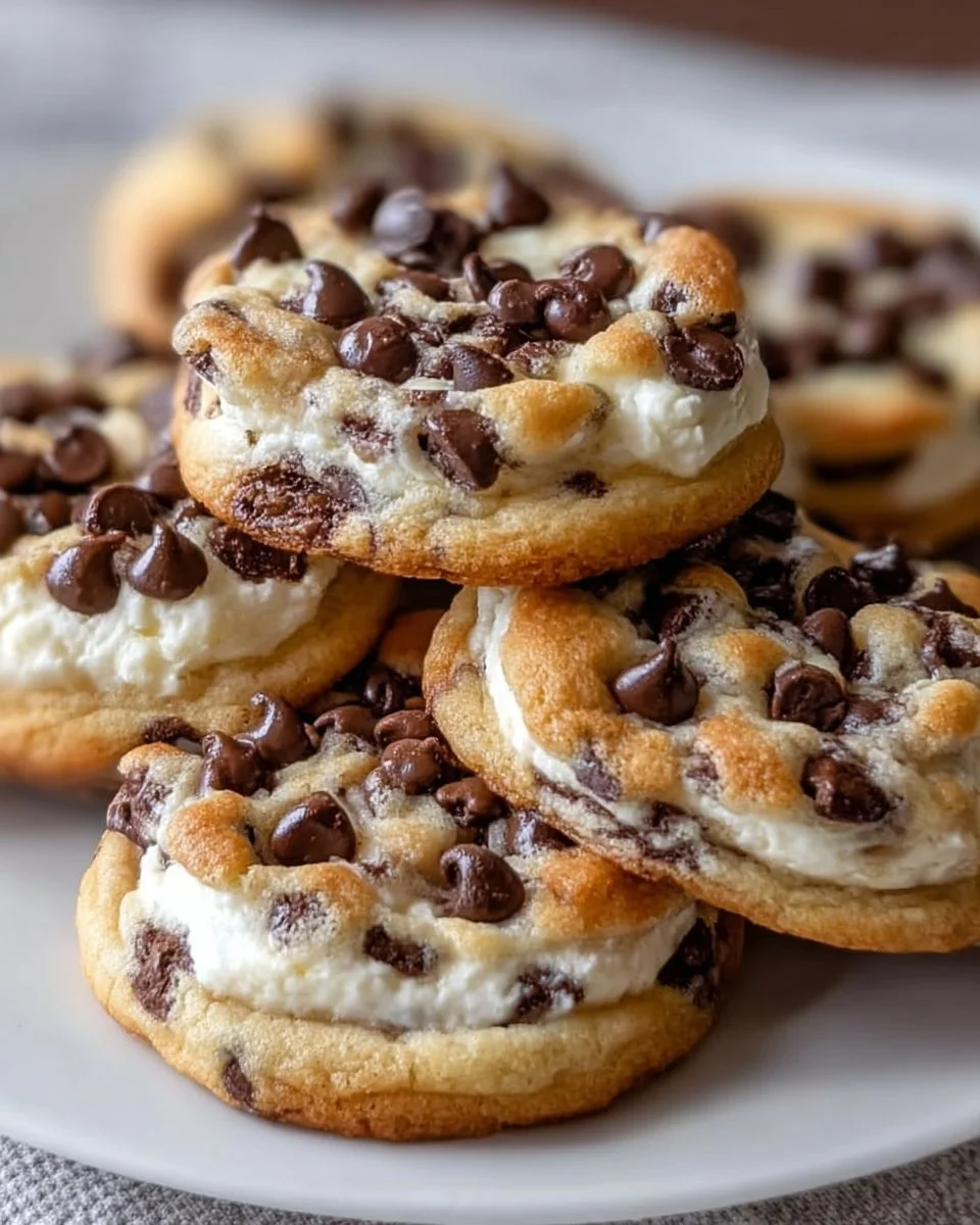 Delicious chocolate chip cheesecake cookies on a plate