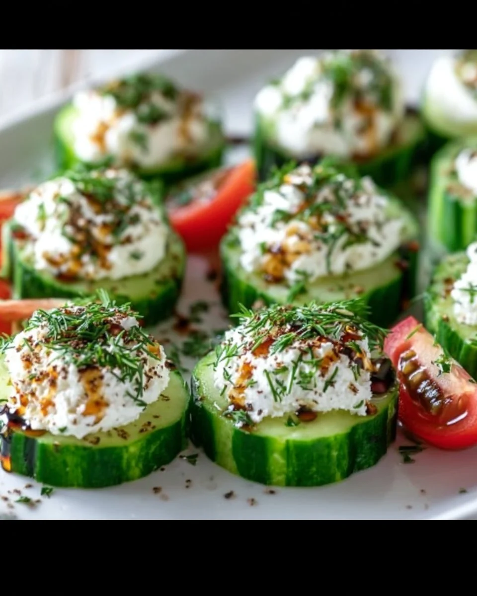 Cucumber Cottage Cheese Bites arranged beautifully on a plate