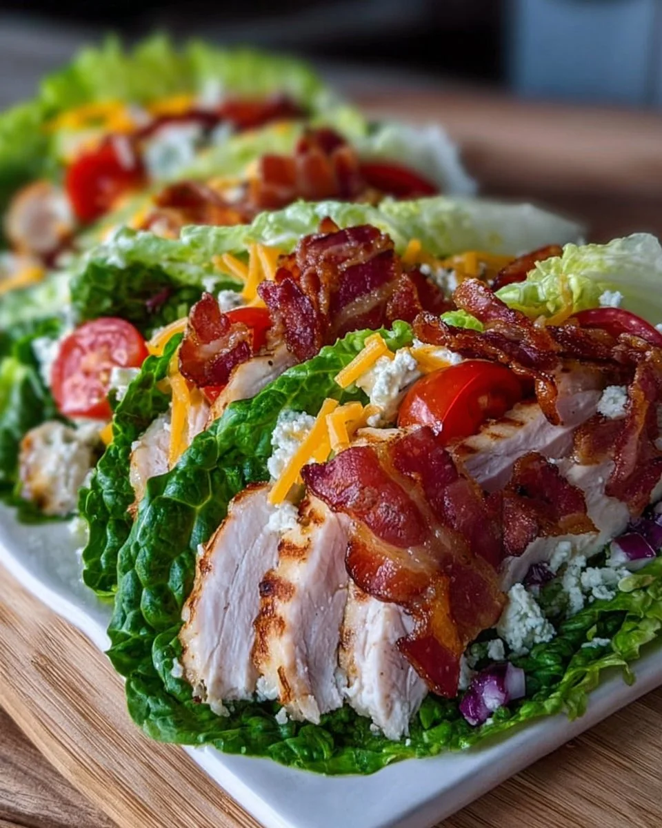 Fresh keto turkey club lettuce wraps with turkey, lettuce, and toppings