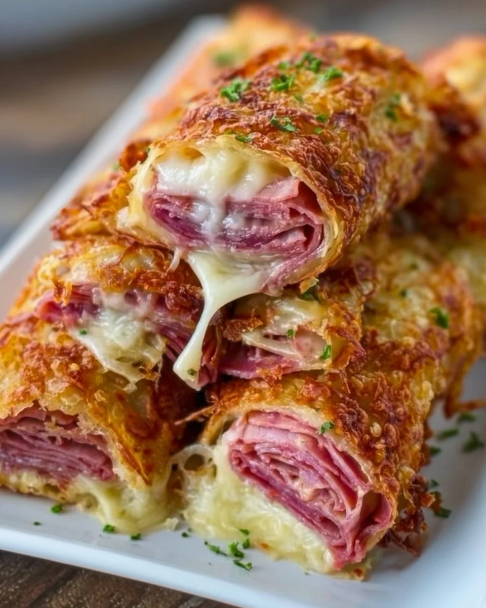 Keto Crispy Reuben Roll-Ups recipe with sauerkraut and cheese
