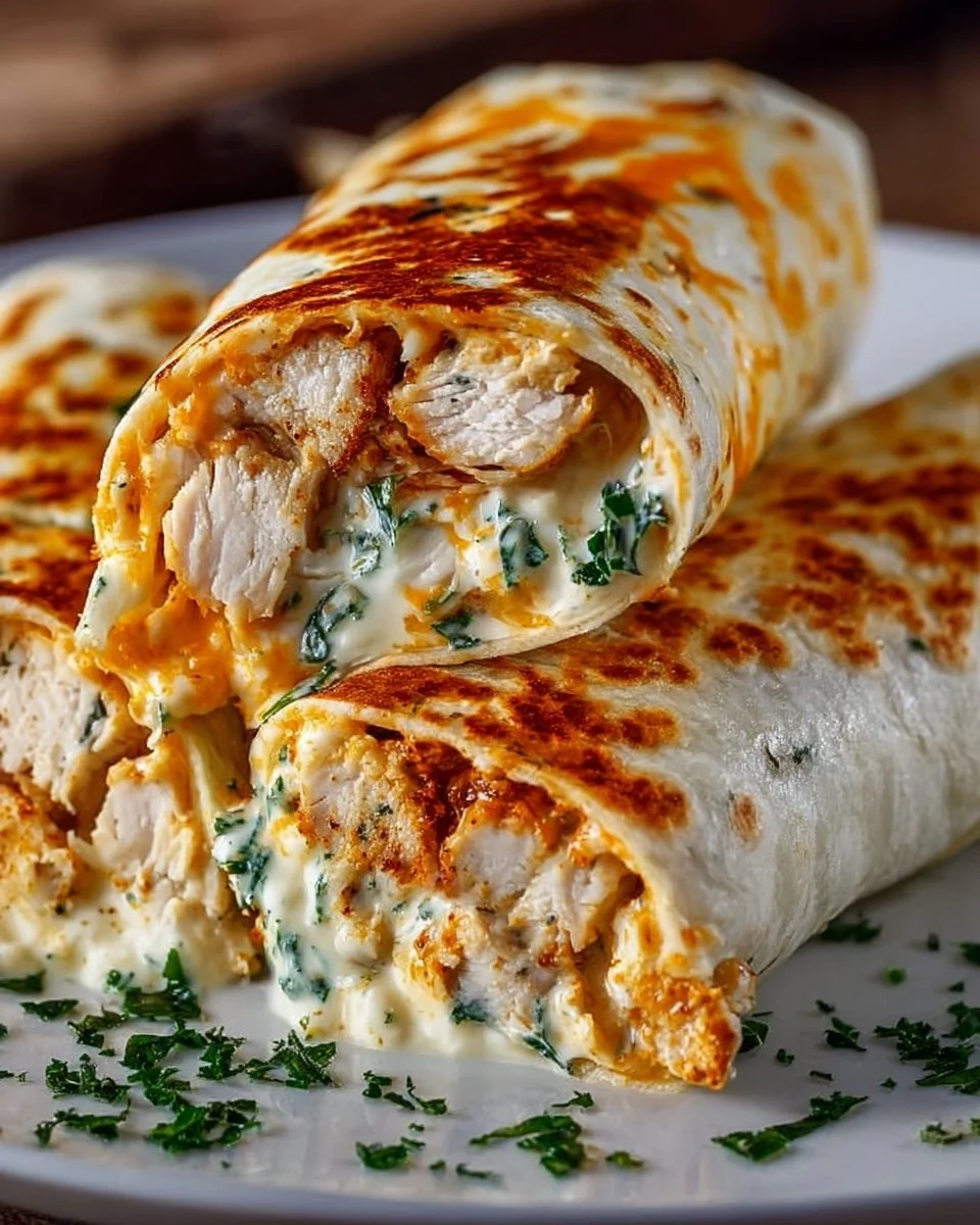 Low Carb Cheesy Garlic Chicken Wraps with fresh ingredients