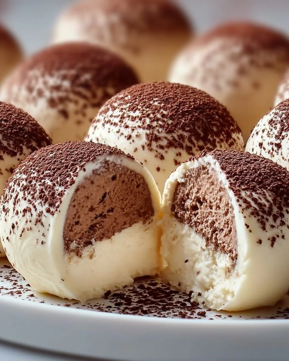 Delicious no-bake tiramisu truffles ready to be served