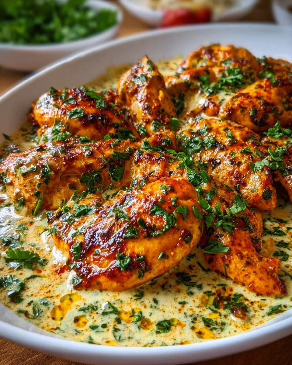 Delicious Turkish Chicken with Creamy White Sauce served on a plate