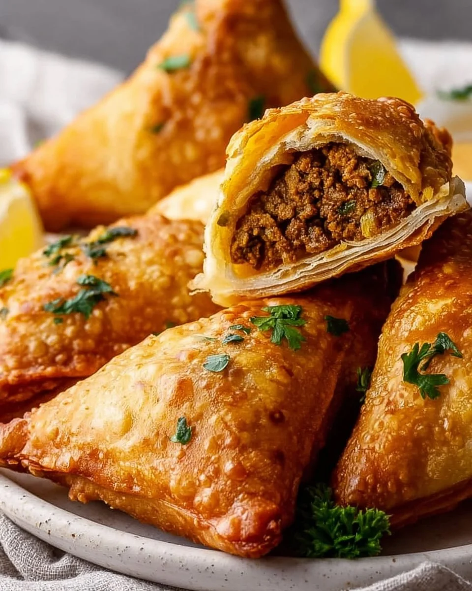 Delicious homemade chicken samosa filled with flavorful chicken filling