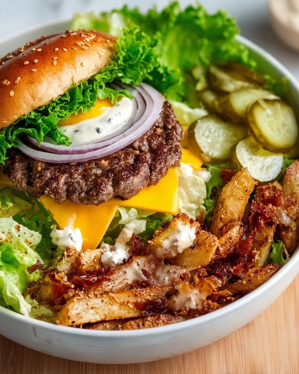 Delicious burger bowls with fresh toppings and ingredients for a quick dinner