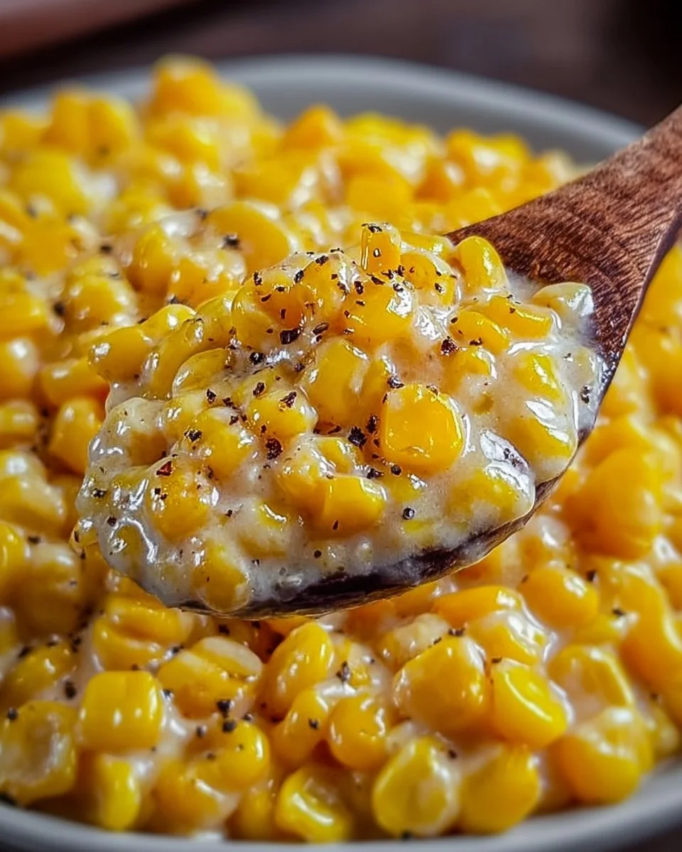 Creamy honey butter skillet corn served in a rustic dish, showcasing its velvety texture.