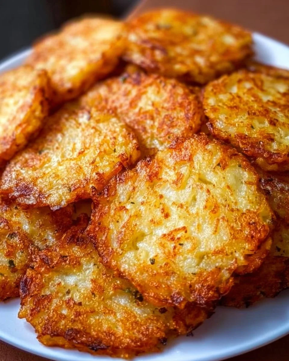 Crispy homemade hash browns served on a plate