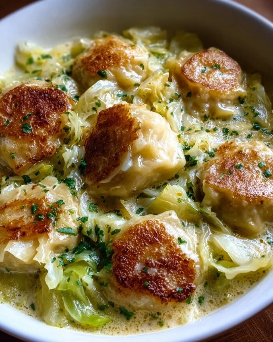 Delicious German cabbage and dumplings served on a plate