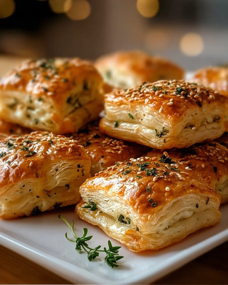 Herb and cheese stuffed puff pastry bites for a perfect appetizer