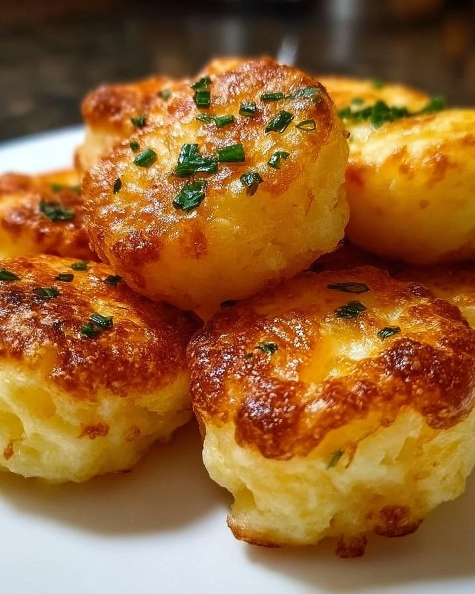 Delicious cheesy potato puffs served on a plate, perfect for snacks and appetizers