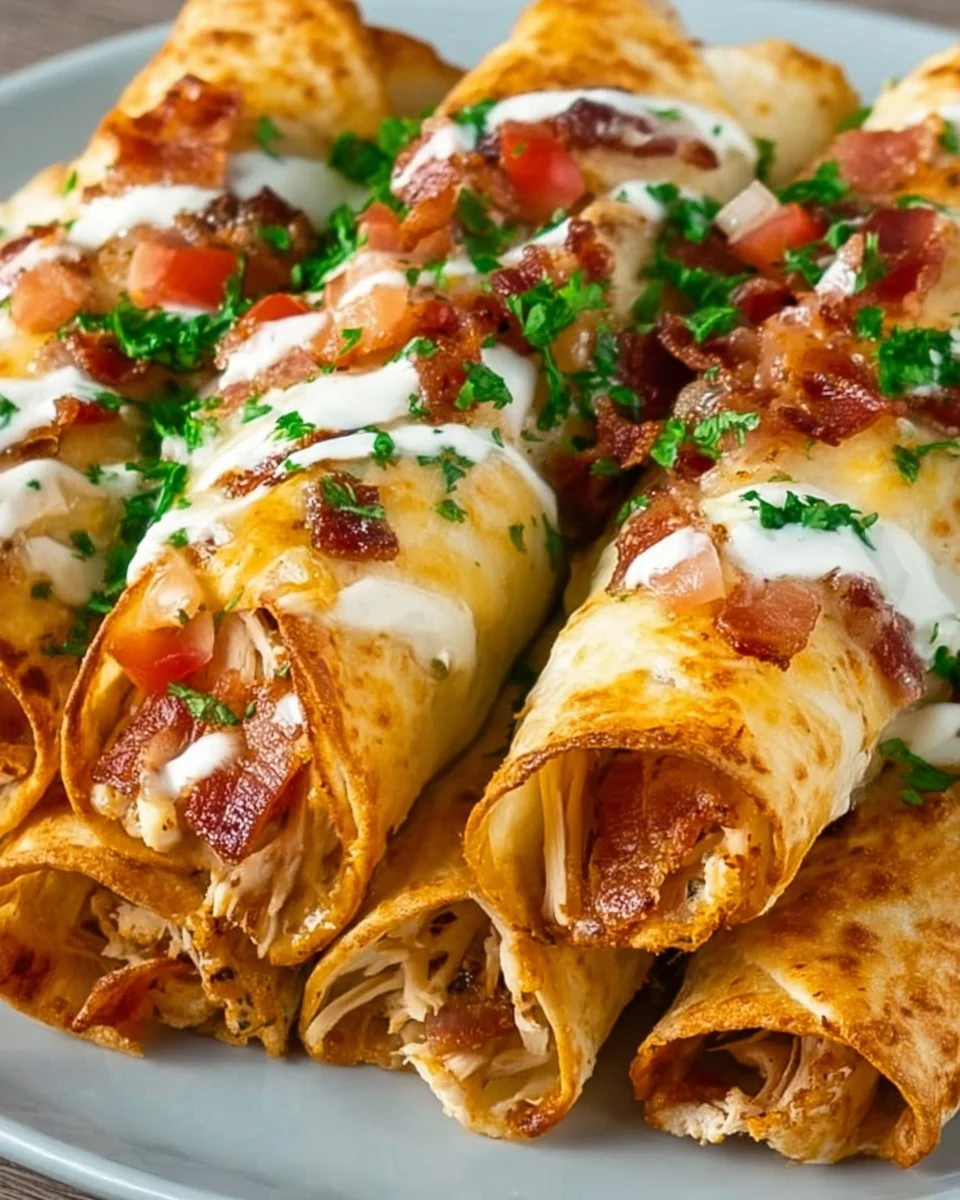 Keto Chicken Bacon Ranch Taquitos on a plate