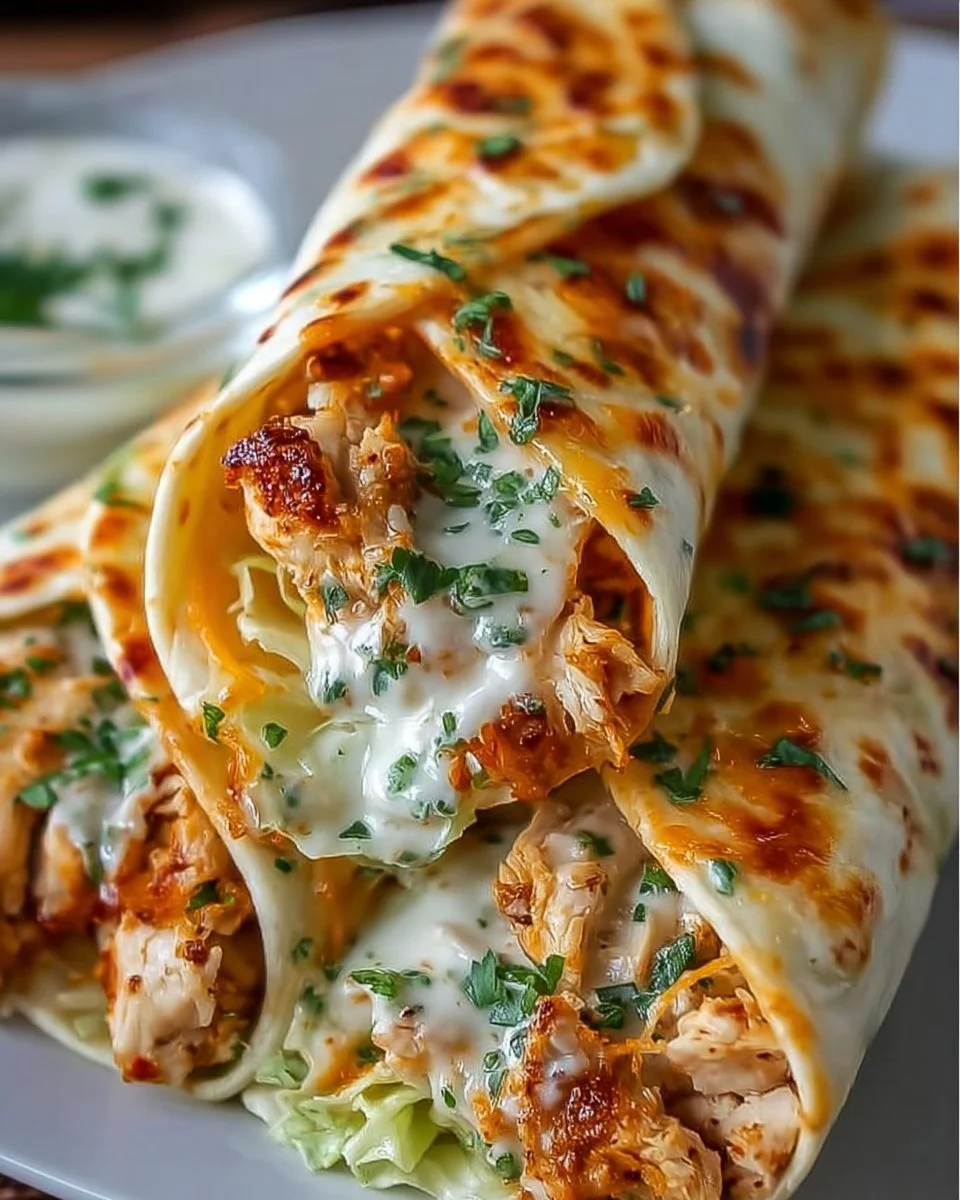 Low Carb Cheesy Garlic Chicken Wraps ready to serve with fresh ingredients