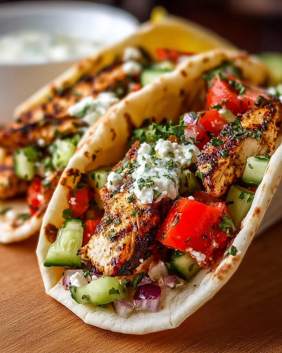 Quick Mediterranean Chicken Tacos with fresh ingredients and vibrant flavors