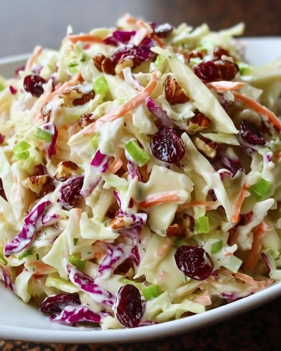 Delicious homemade Apple Coleslaw with crisp apples and vegetables