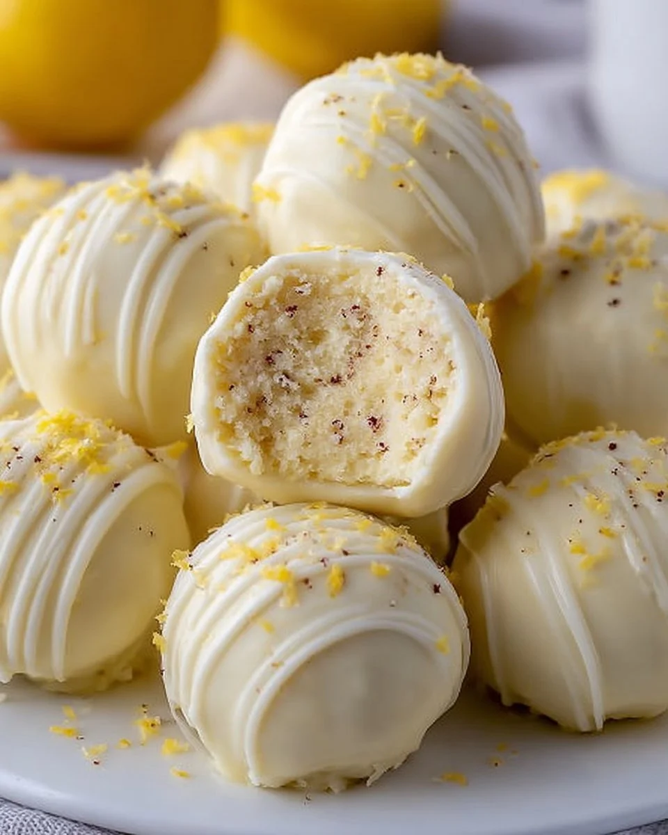 Delicious creamy lemon truffles garnished with zest