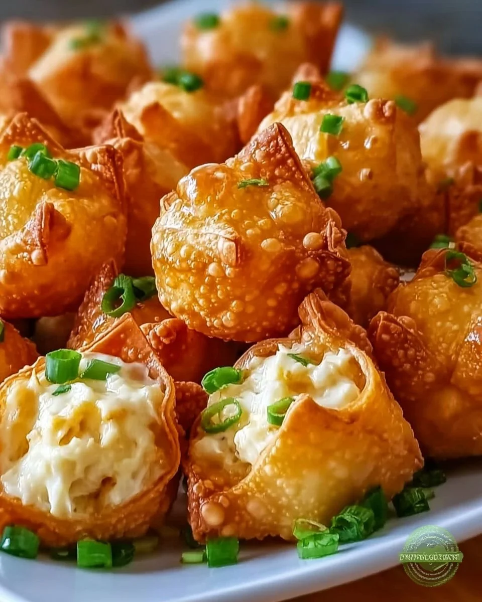 Delicious and crispy crab rangoon bombs served as a party appetizer