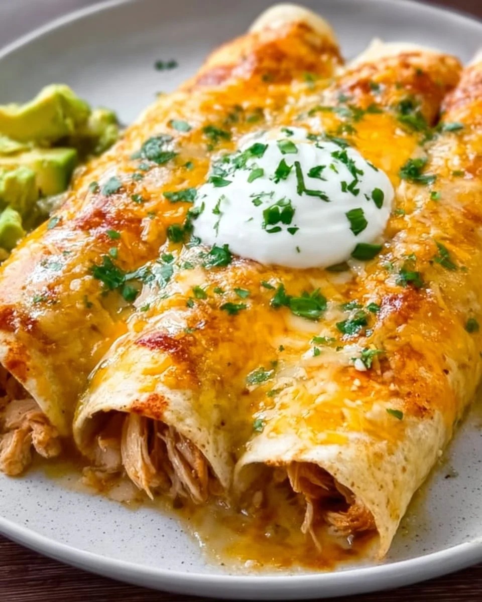 Delicious chicken enchiladas made from Joanna Gaines' recipe, served on a plate.