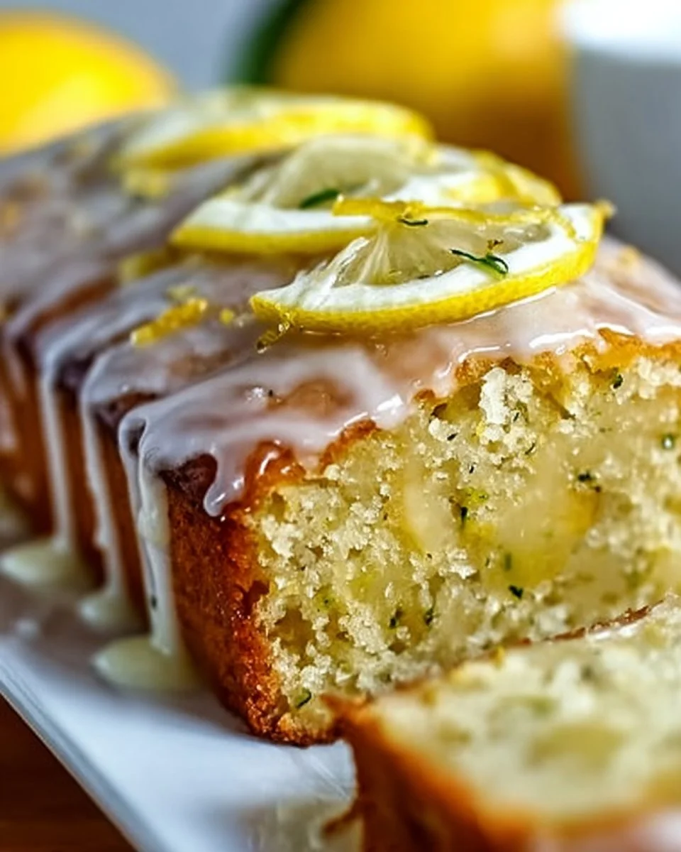 Luscious Lemon Zucchini Bread displayed on a rustic wooden table