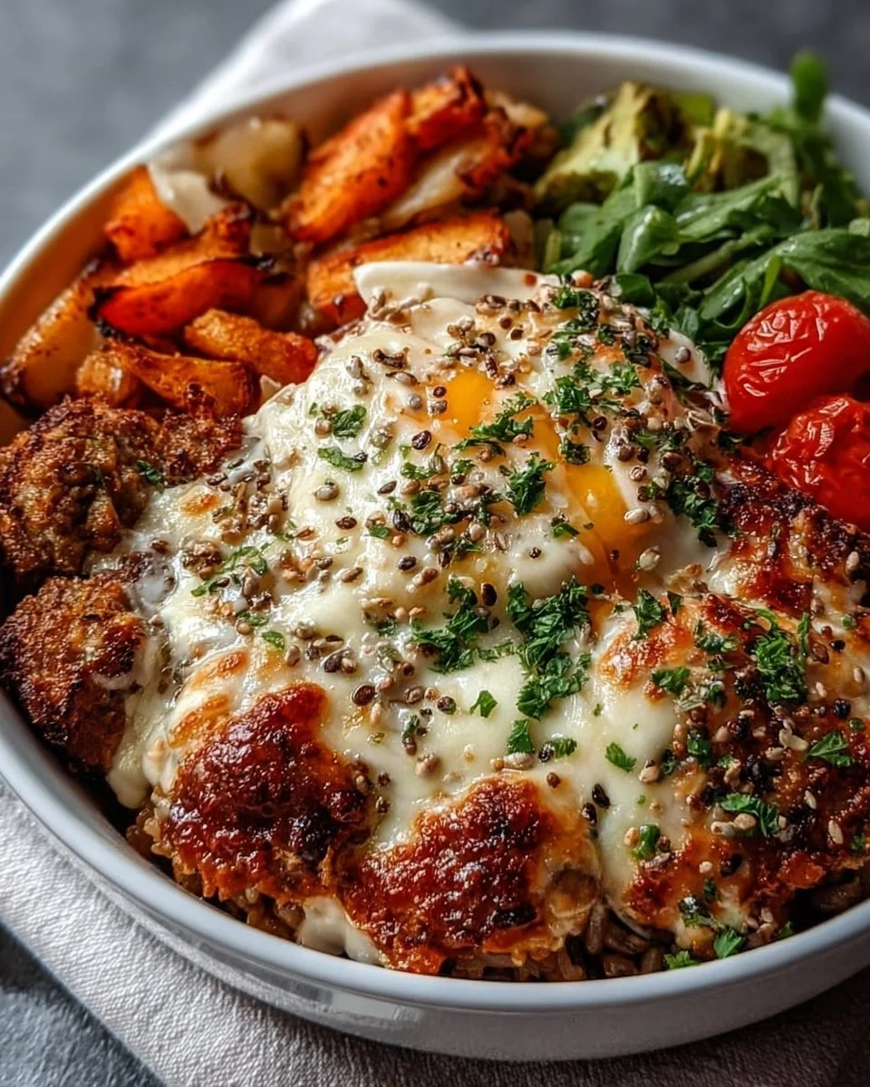 Colorful healthy breakfast bowl featuring nutritious ingredients and high protein meals.