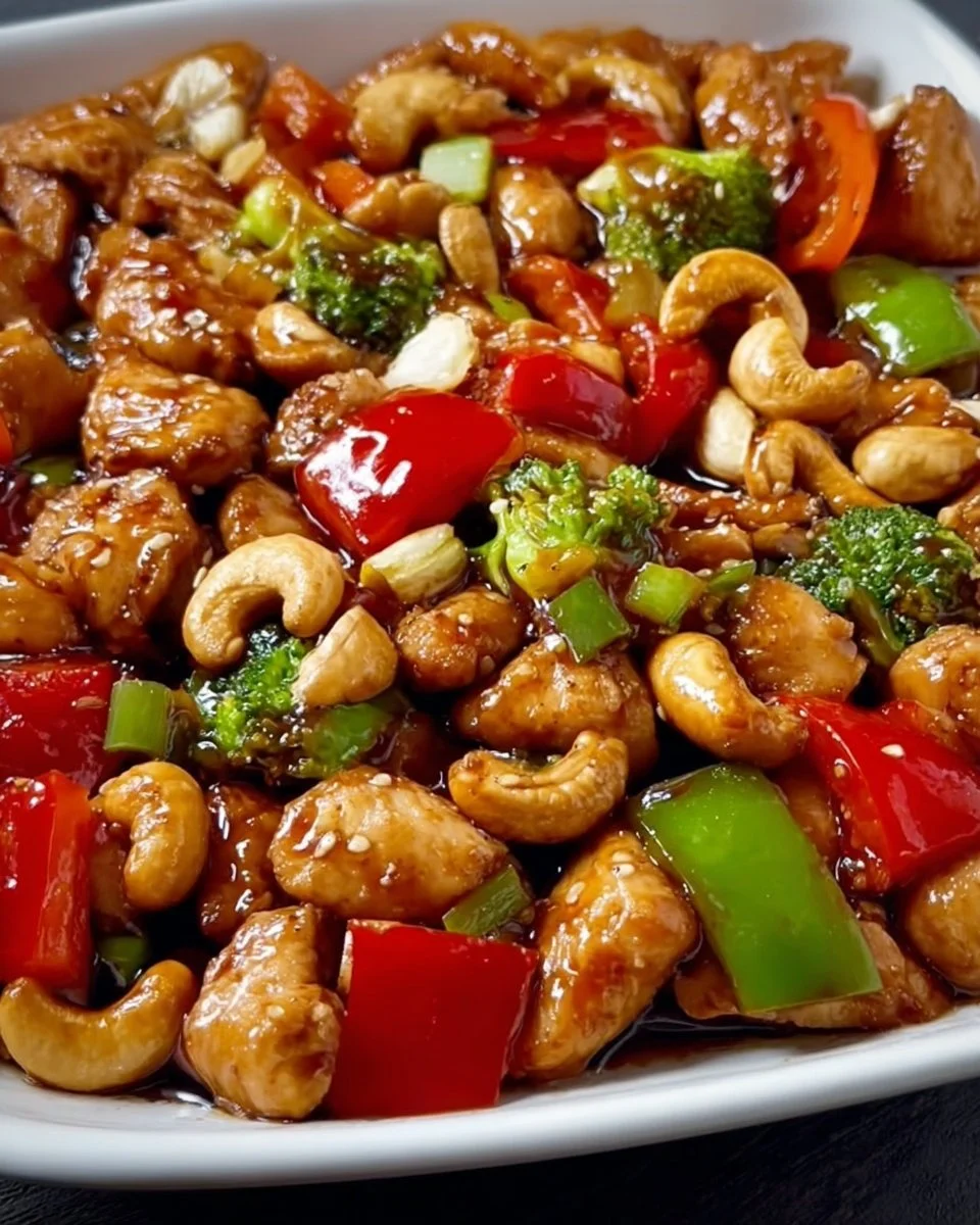 Savory sheet pan cashew chicken prepared for a quick and easy dinner