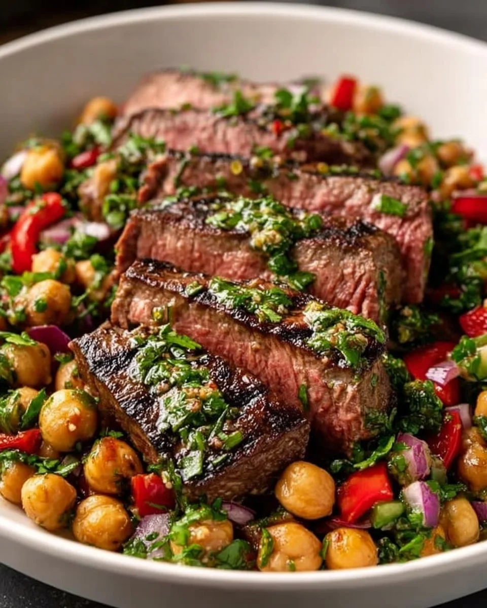 Steak Chimichurri Dense Bean Salad showcasing vibrant ingredients and flavors