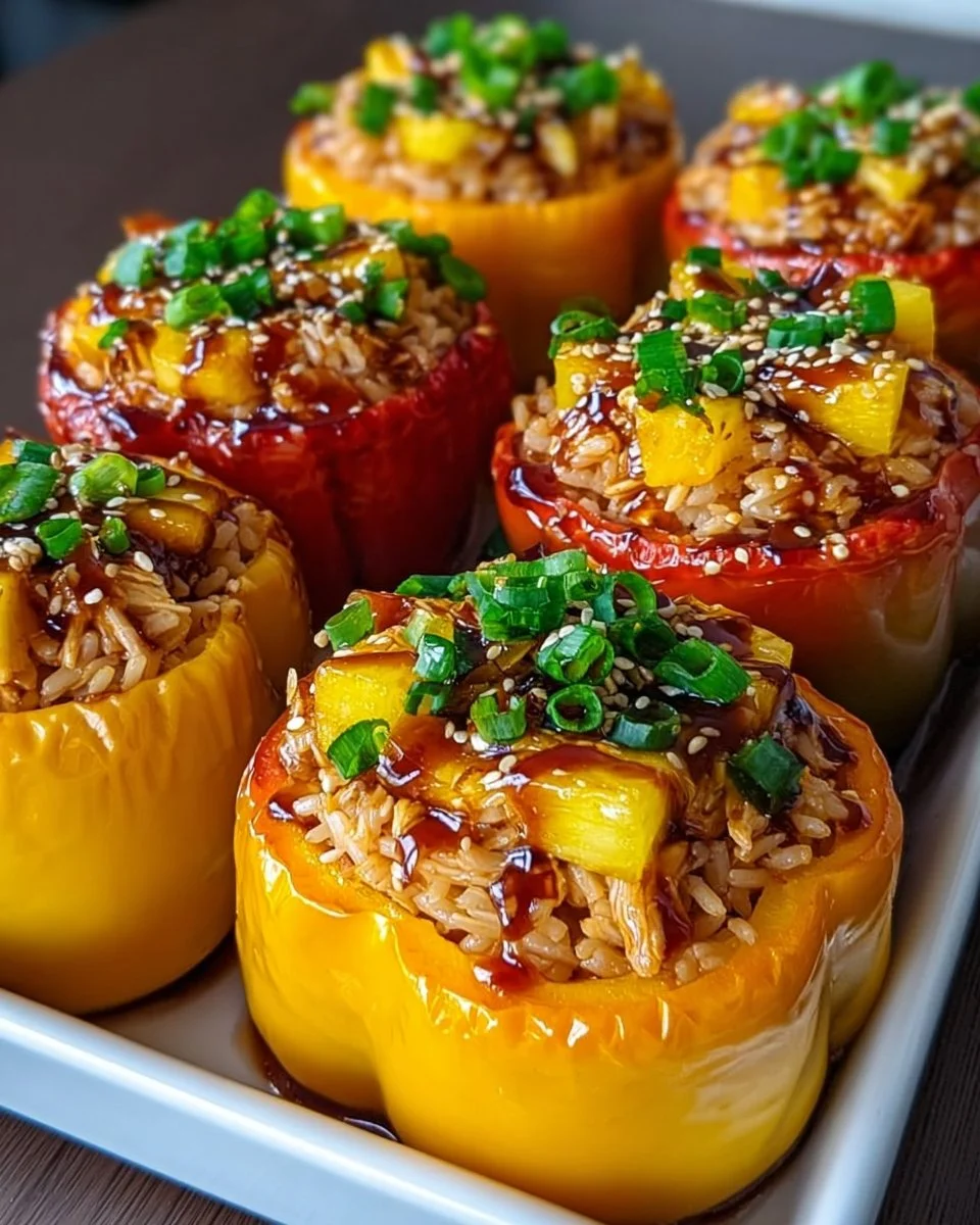 Sweet and Savory Teriyaki Chicken and Pineapple Stuffed Peppers with Rice