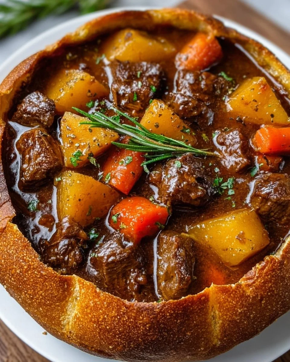 Witch’s Cauldron Beef Stew with vegetables in a rustic pot