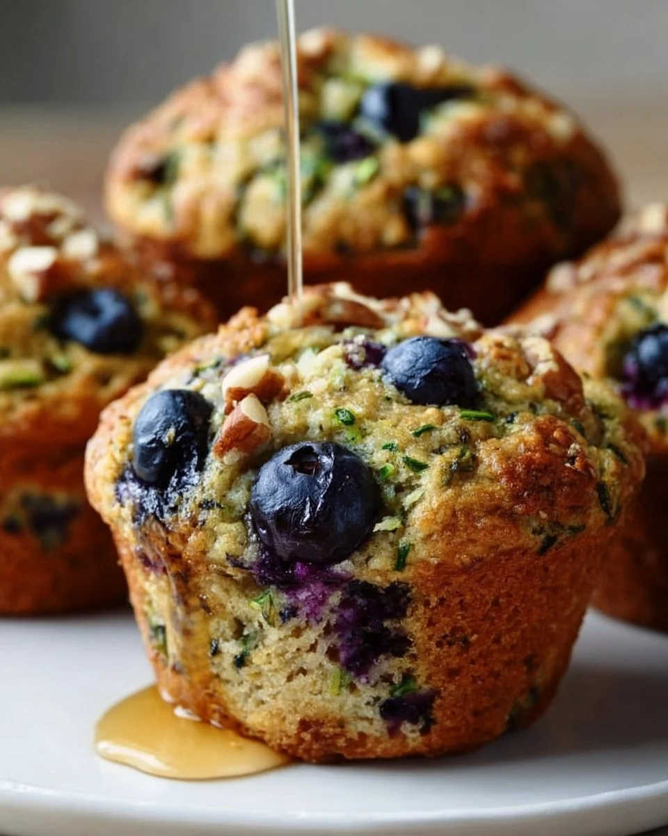 Healthy blueberry zucchini muffins baked fresh for a delicious breakfast