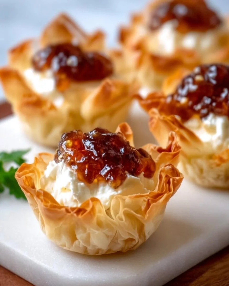 Delicious fig and goat cheese bites served in crispy phyllo cups.
