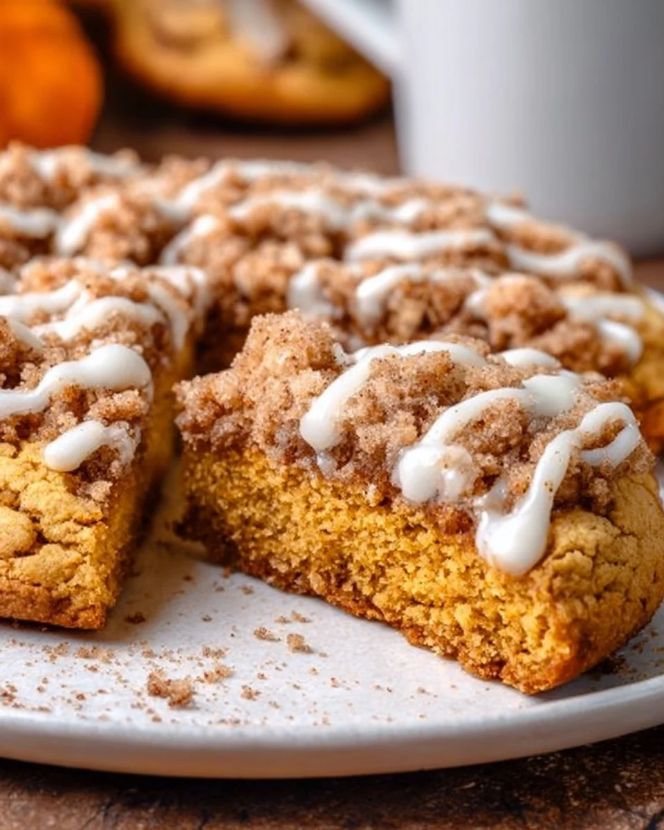 Delicious Pumpkin Coffee Cake Cookies with a sprinkle of cinnamon and frosting