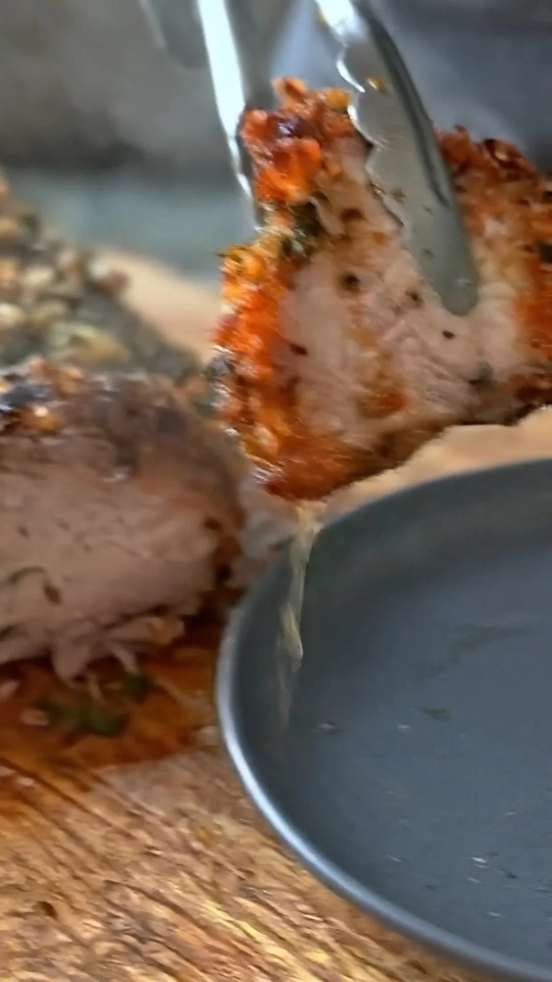 Crispy Herb-Crusted Pork Tenderloin with fresh herbs and spices.