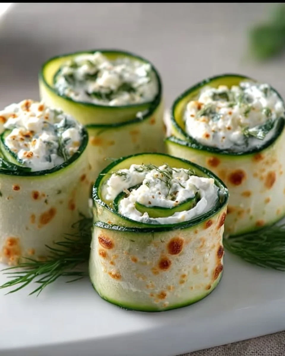 Delicious cucumber roll-ups filled with cream cheese and sour cream for a healthy snack.