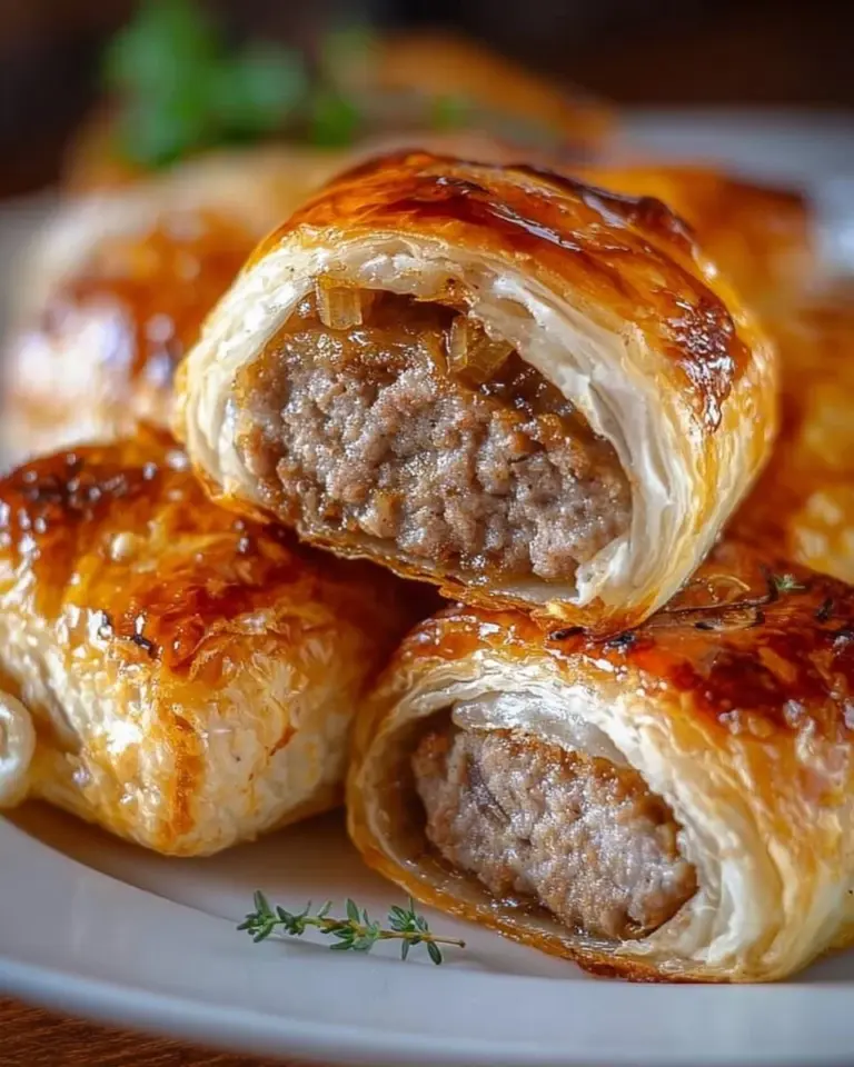 Delicious French onion sausage rolls fresh out of the oven