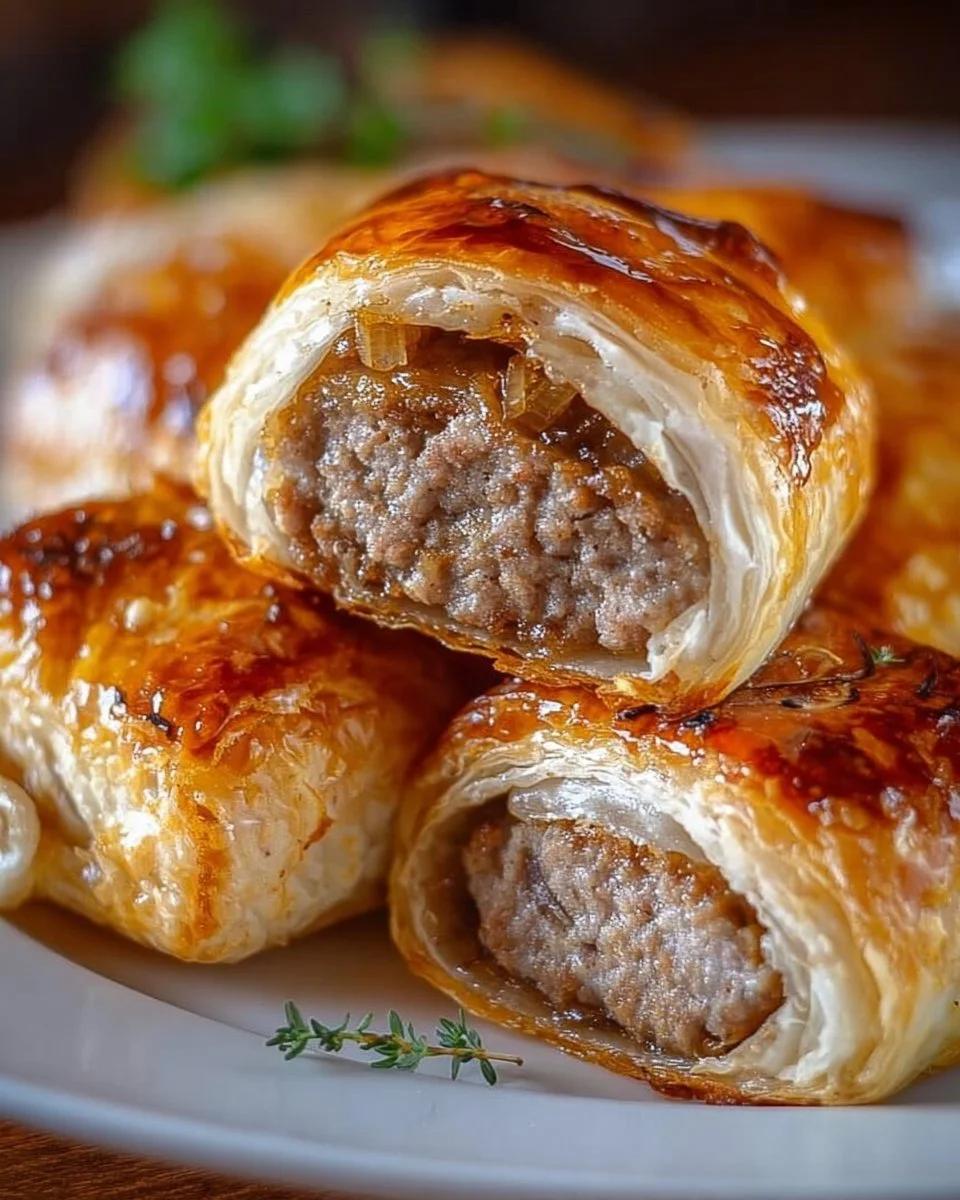 Delicious French onion sausage rolls fresh out of the oven