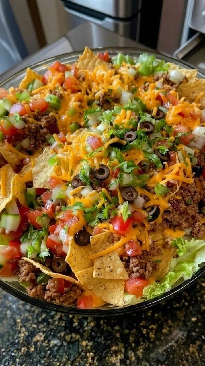 Delicious Loaded Taco Nacho Bowl with fresh toppings and vibrant colors