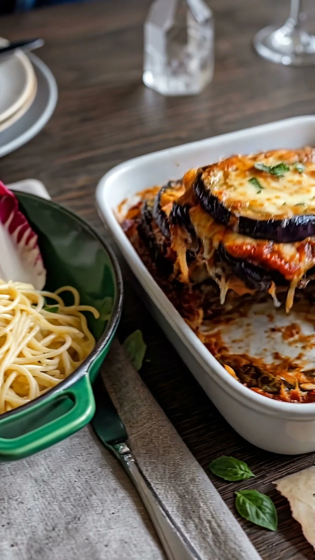 Delicious Italian Eggplant Parmesan served in a classic dish